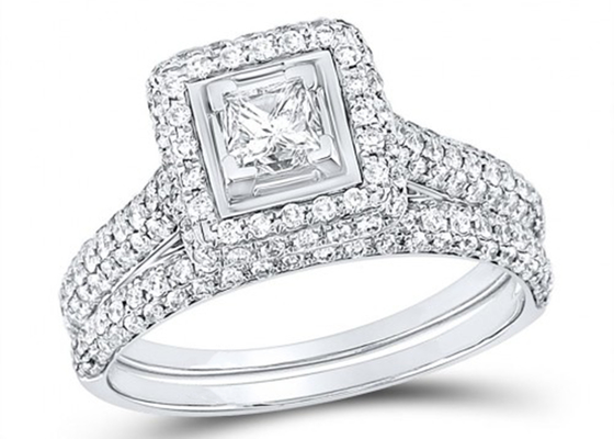 14K হলুদ গোল্ড স্কয়ার কাট প্রমিজ রিং 0.8ct থ্রি স্টোন