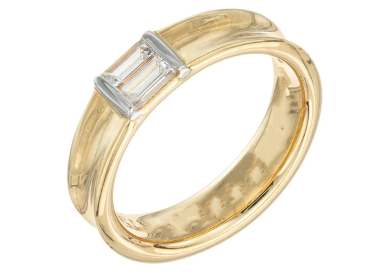 0.58ct 6x4MM সলিটায়ার স্টোন 14K সলিড গোল্ড জুয়েলারি ডায়মন্ড ওয়েডিং রিং