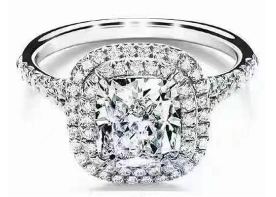 66pcs 1.2ct ডায়মন্ড সহ OEM কুশন কাট হ্যালো ওয়েডিং রিং সেট