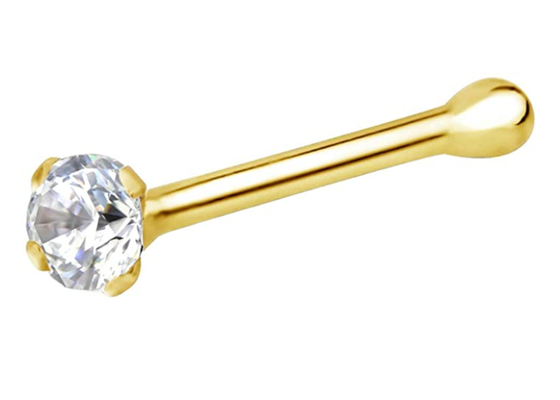7mm 14k গোল্ড নোজ রিং, নন ইরিটেটিং নোজ পিয়ার্সিং জুয়েলারি OEM
