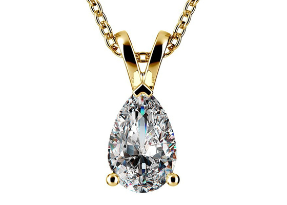 নাশপাতি কাট 0.84ct 14k সোনার নেকলেস 8×5mm ভিনটেজ দুল সহ
