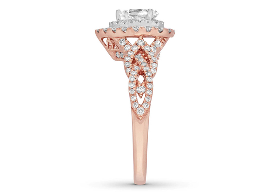 7ct 8ct 18K রোজ গোল্ড রিং, এনগেজমেন্ট এবং ওয়েডিং রিং সেট 7.0mm পিয়ার কাট