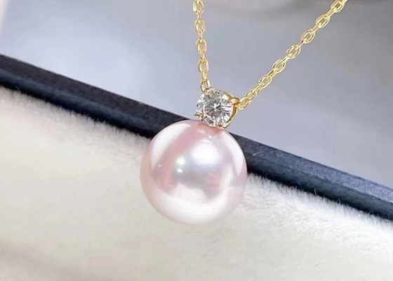 2ct সিঙ্গেল ফ্রেশওয়াটার পার্ল নেকলেস, 0.03ct ডায়মন্ড অ্যাকসেন্ট নেকলেস