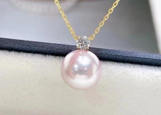 2ct সিঙ্গেল ফ্রেশওয়াটার পার্ল নেকলেস, 0.03ct ডায়মন্ড অ্যাকসেন্ট নেকলেস
