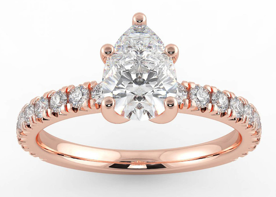 Wedding18K রোজ গোল্ড রিং পিয়ার কাট 0.80ct DGC সার্টিফিকেট ODM