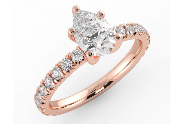 Wedding18K রোজ গোল্ড রিং পিয়ার কাট 0.80ct DGC সার্টিফিকেট ODM