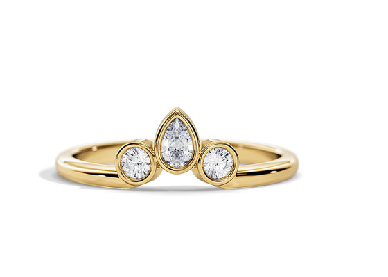 এনগেজমেন্ট রিং সহ 0.4CT V আকৃতির ওয়েডিং ব্যান্ড, 2MM স্ট্যাকেবল ডায়মন্ড রিং OEM