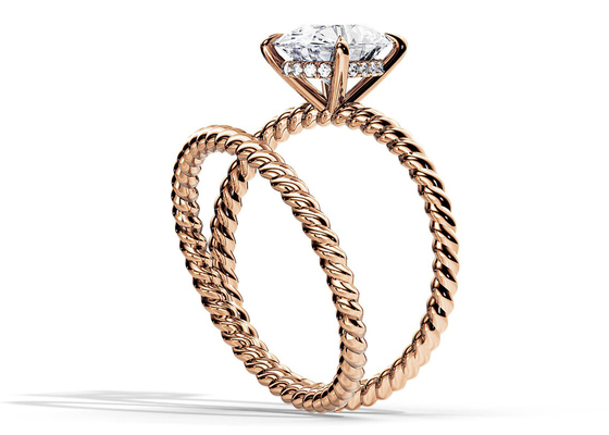 ওভাল কাট 9K গোল্ড রিং 1.5ct 6×8MM মোইসানাইট প্রং সেটিং টাইপ সহ