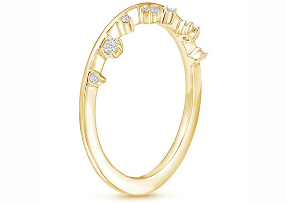 পর্যায়ক্রমে 0.15ct VS1 2mm প্রাকৃতিক হীরা সহ 14K হলুদ সোনার গহনার আংটি