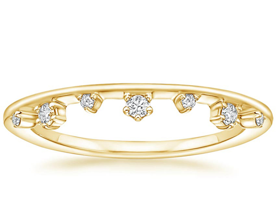 পর্যায়ক্রমে 0.15ct VS1 2mm প্রাকৃতিক হীরা সহ 14K হলুদ সোনার গহনার আংটি