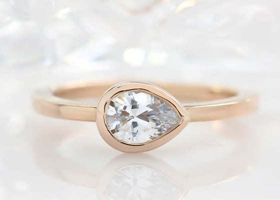 0.77ct হলুদ সোনার বিবাহের আংটি, ওডিএম বেজেল মহিলার জন্য এনগেজমেন্ট রিং সেট
