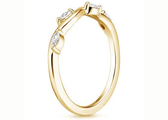 উইন্ডিং উইলো 14K হলুদ সোনার গহনার আংটি সঙ্গে 2×4mm 0.40ct ডায়মন্ড