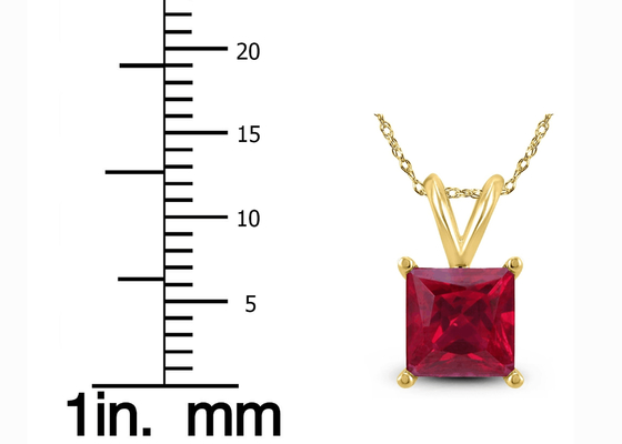 বাগদানের জন্য রুবি দুল 2ct সহ 7×7MM 14K সোনার নেকলেস