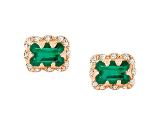উপহারের জন্য ছিটানো ডায়মন্ড সহ 5×7MM পান্না কাট ডায়মন্ড কানের দুল