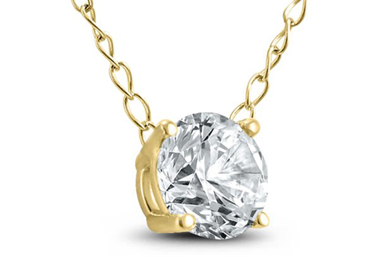 4mm 0.23ct ডায়মন্ড সলিটায়ার নেকলেস, 4টি প্রং 14k হলুদ সোনার নেকলেস