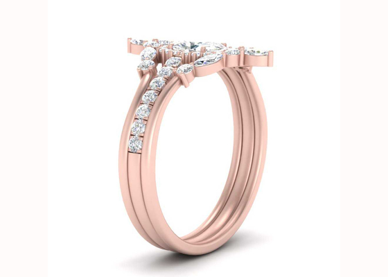 ব্রাইডালের জন্য SI1 0.62CT রোজ গোল্ড ডাবল হ্যালো এনগেজমেন্ট রিং