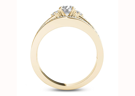 0.48CT ময়সানাইট ডায়মন্ড এনগেজমেন্ট ওয়েডিং রিং 18K সোনার উপাদান