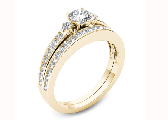 0.48CT ময়সানাইট ডায়মন্ড এনগেজমেন্ট ওয়েডিং রিং 18K সোনার উপাদান