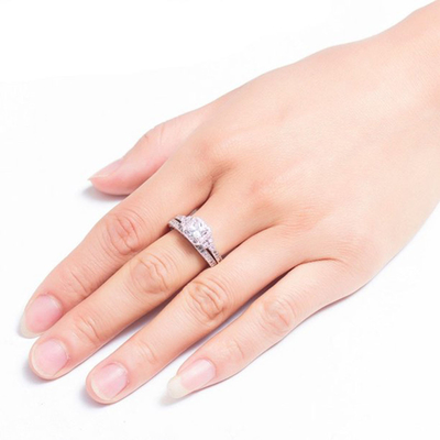 0.62ct 2 ক্যারেট প্রিন্সেস কাট ডায়মন্ড রিং, 62PCS Moissanite এনগেজমেন্ট রিং